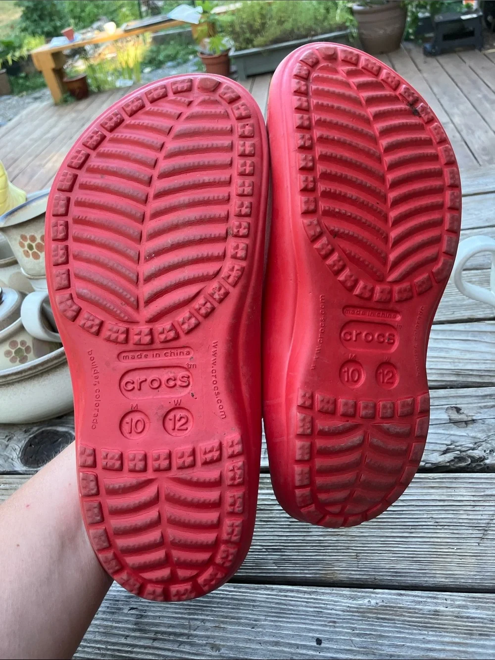 Crocs slides red women’s 12 men’s 10
